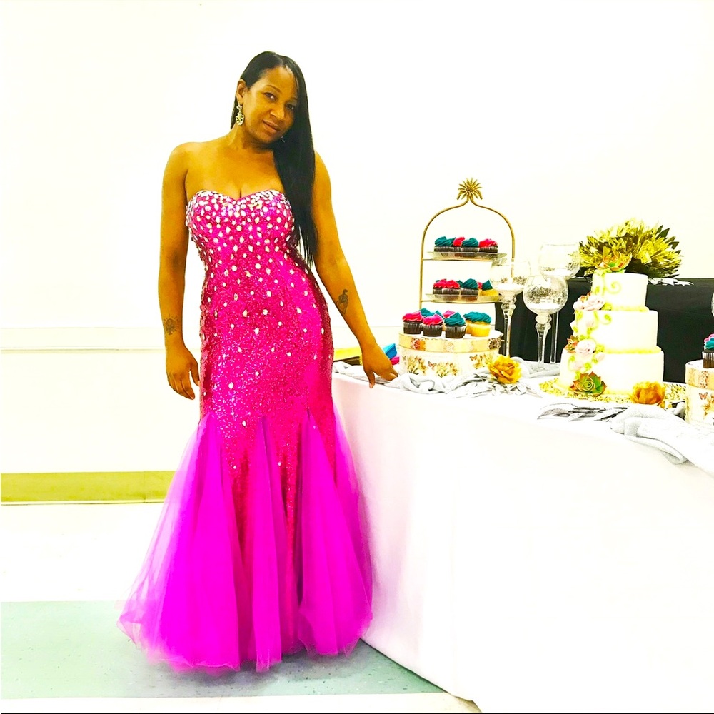 Beaded strapless ball gown